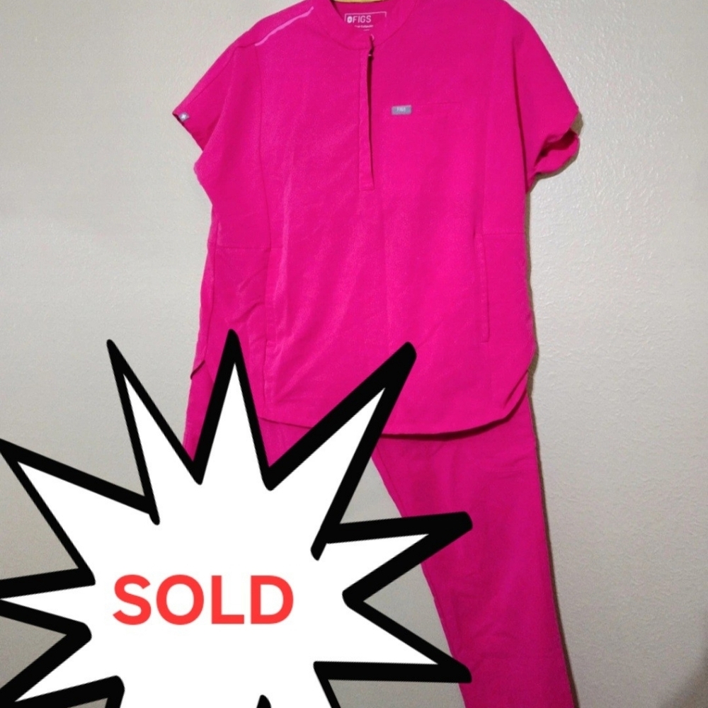 Figs Pink Jumpsuit Vibrant Relaxed Fit